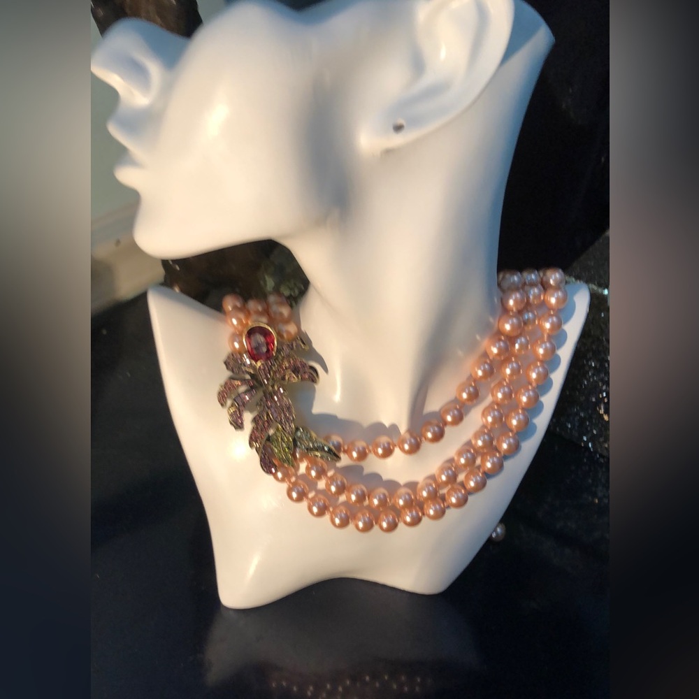 Heidi Daus “WILD Orchid”” Elegant Pearl Necklace with Floral Accent